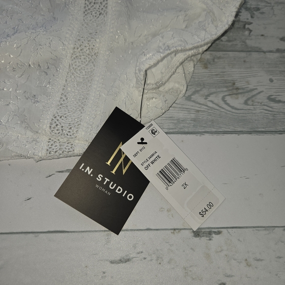 I.N. Studio Off White Peasant Tunic Lace Necklace Set Size 2X - Picture 7 of 11